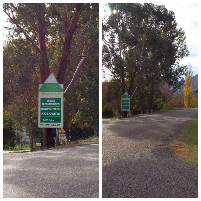 Tawonga Caravan Park entrance